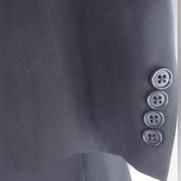 Calvin Klein Men's Black Wool Suit Jacket; Size 42L **One Front Button Missing** - Picture 3 of 12